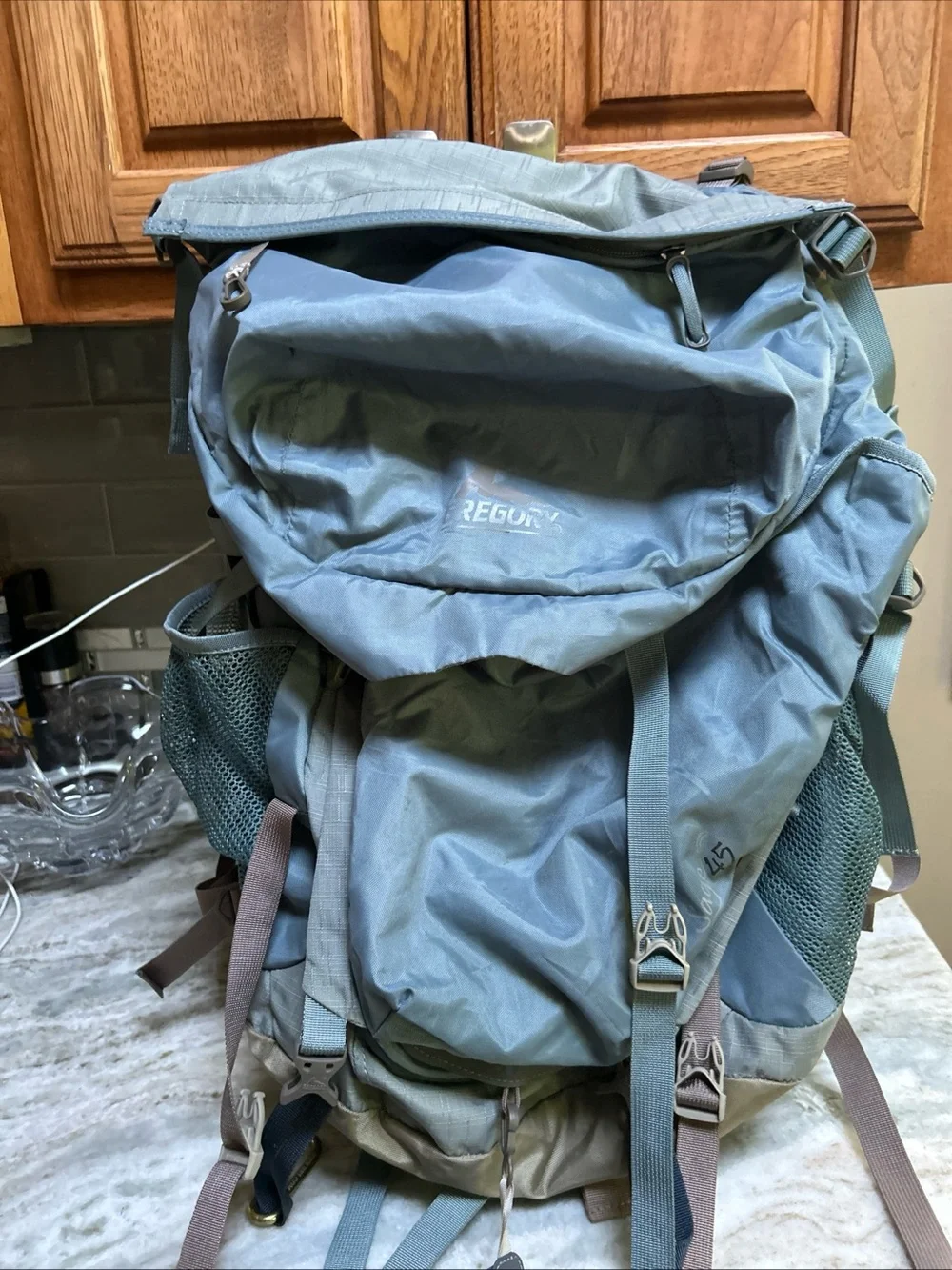 Gregory 45 L SAGE Backpack WOMEN L Camping Outdoors  HIKING INTUITION. Very good